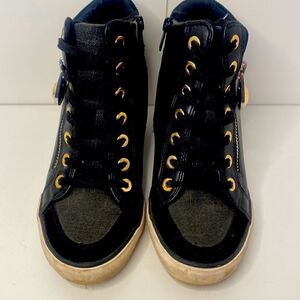 Aldo sz8.5 black gold heal side zipper runner